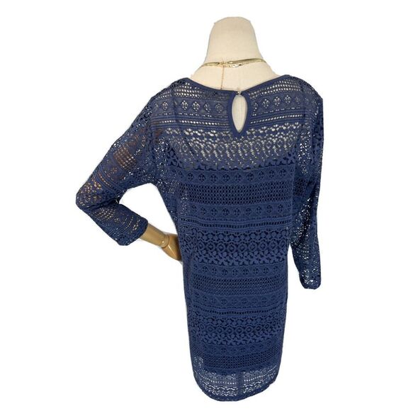M & S Collection Womens Blue Lace Overlay Dress Size 10 US 14 UK Marks & Spencer - Picture 3 of 14